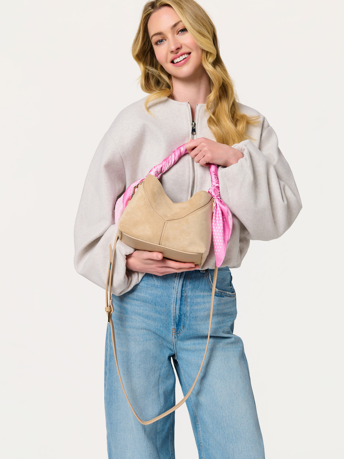 Ava Top Handle Mini Hobo in Ivory