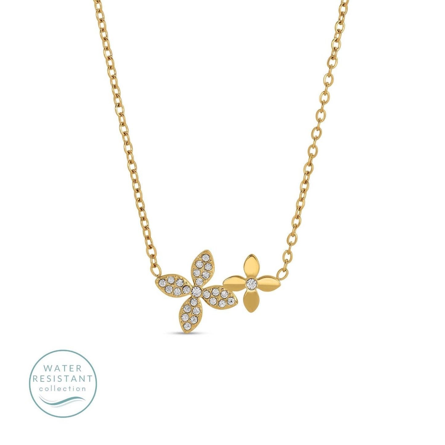 Water Resistant Double Flower Necklace