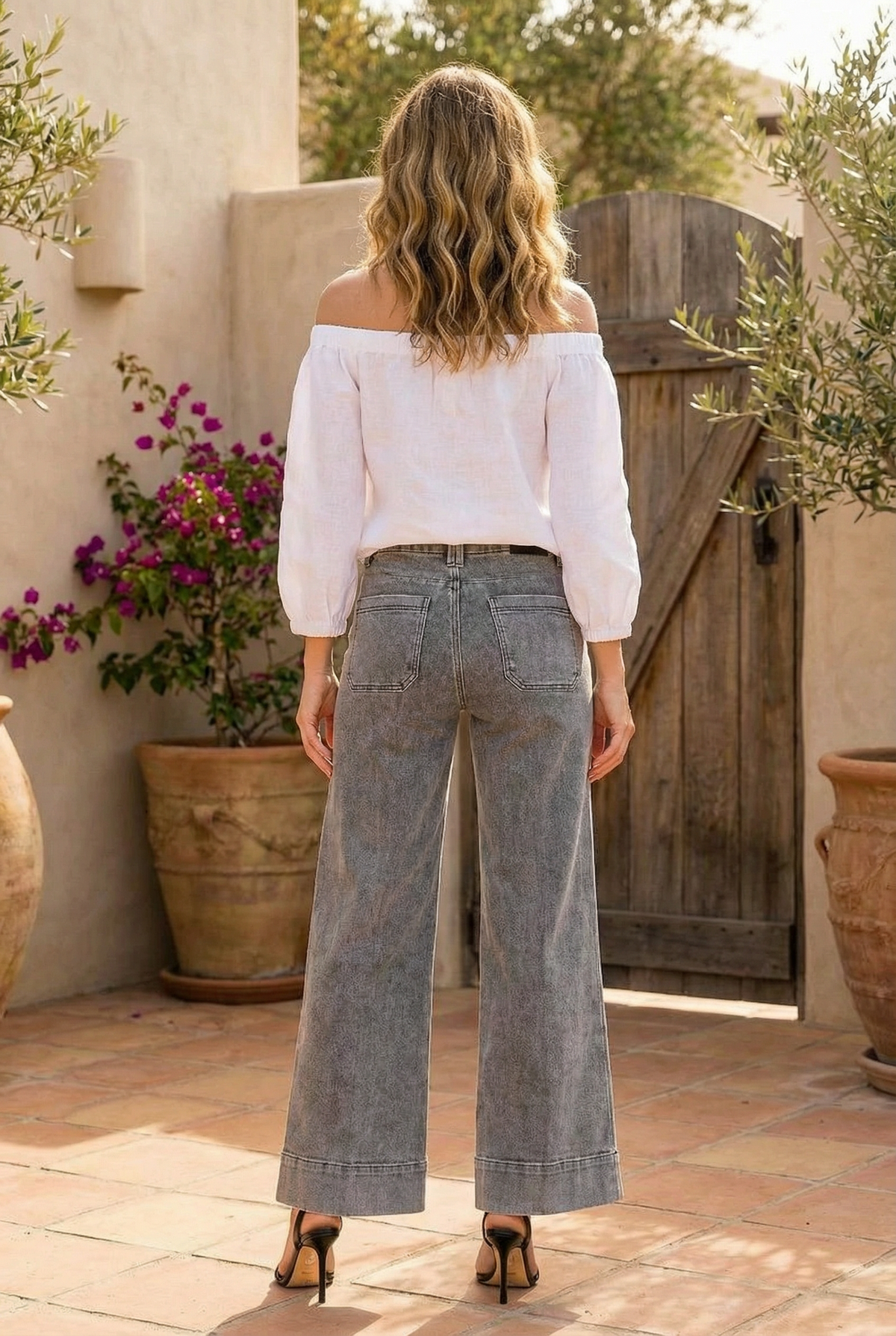 Perfect Palazzo Jeans in Acid Black