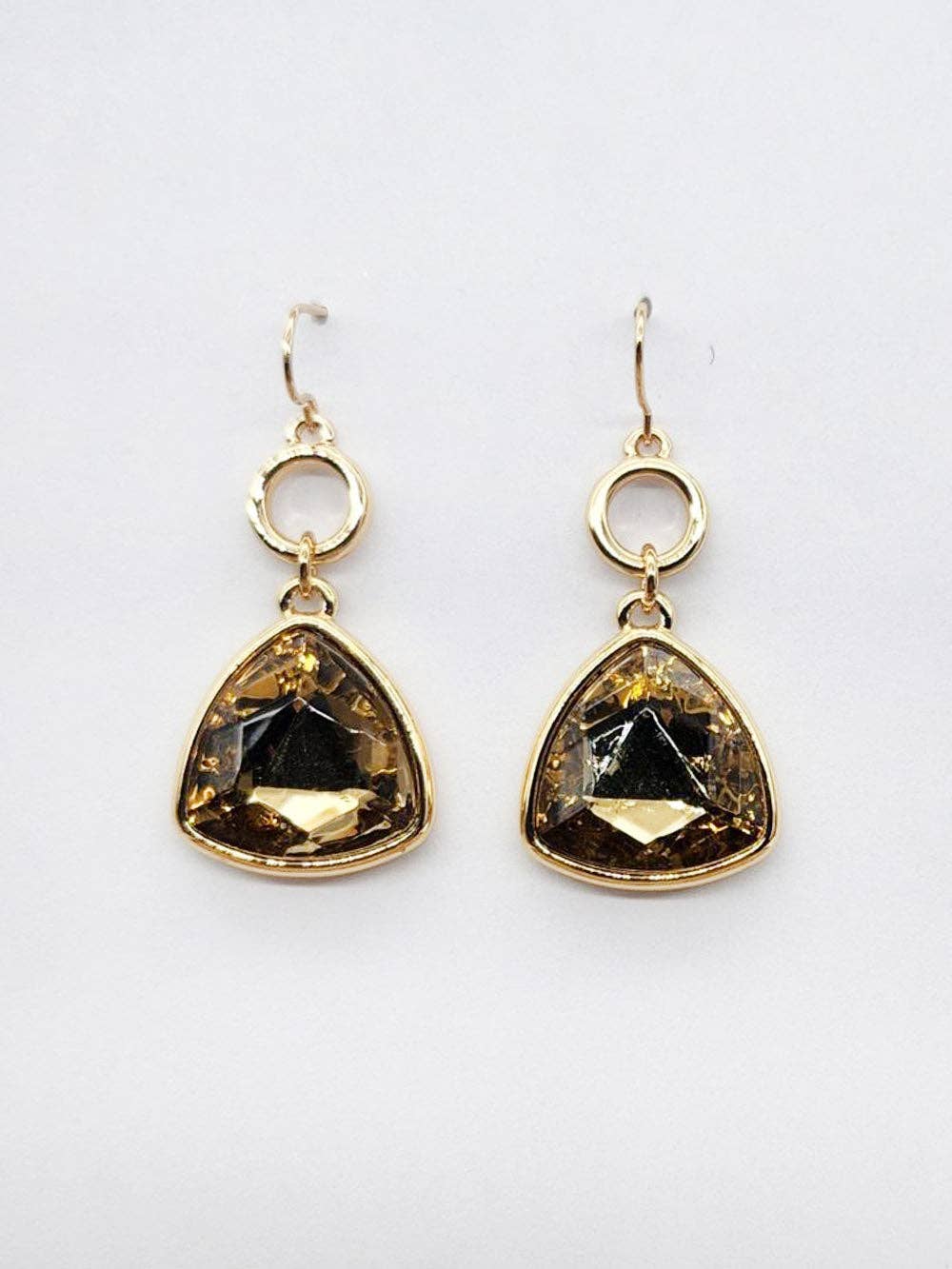 Gold Open Circle with Topaz Crystal Drop Earring