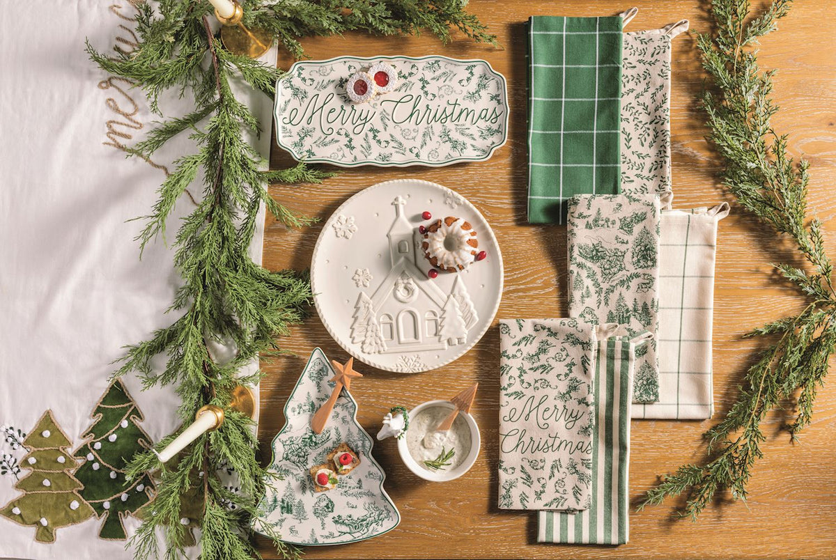 Green Toile Tree Platter