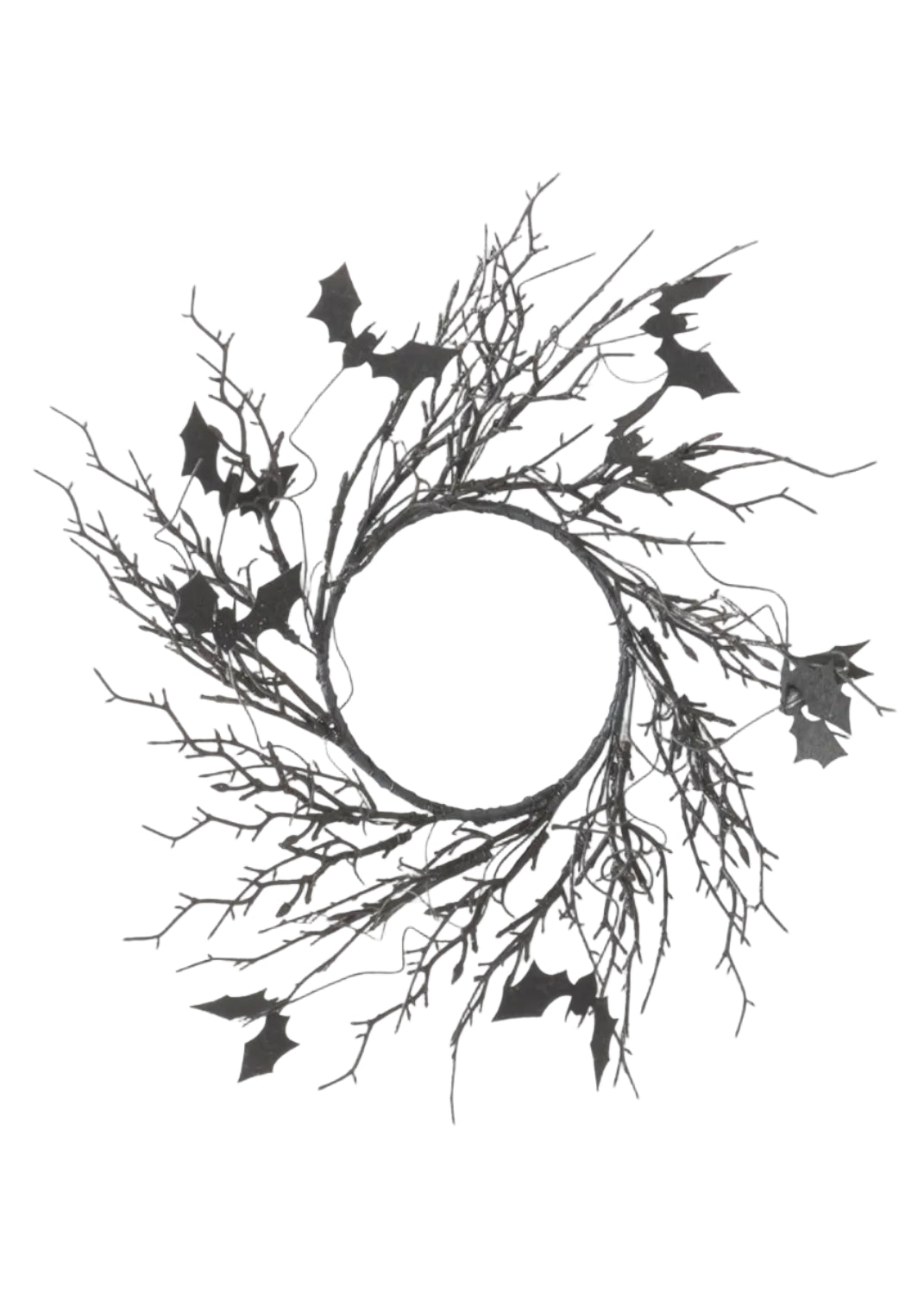 Black w/Purple Glitter Twig/Bat Candle Ring