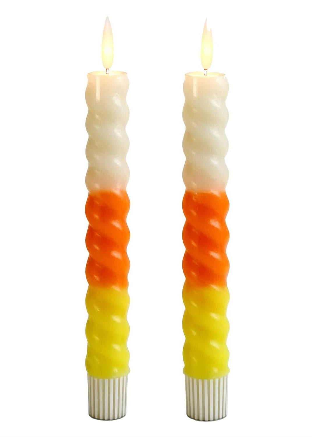 Set/2 Candy Corn Spiral Taper Candles-8.75in