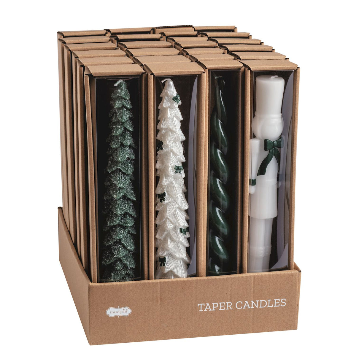 Green/White Taper Candles