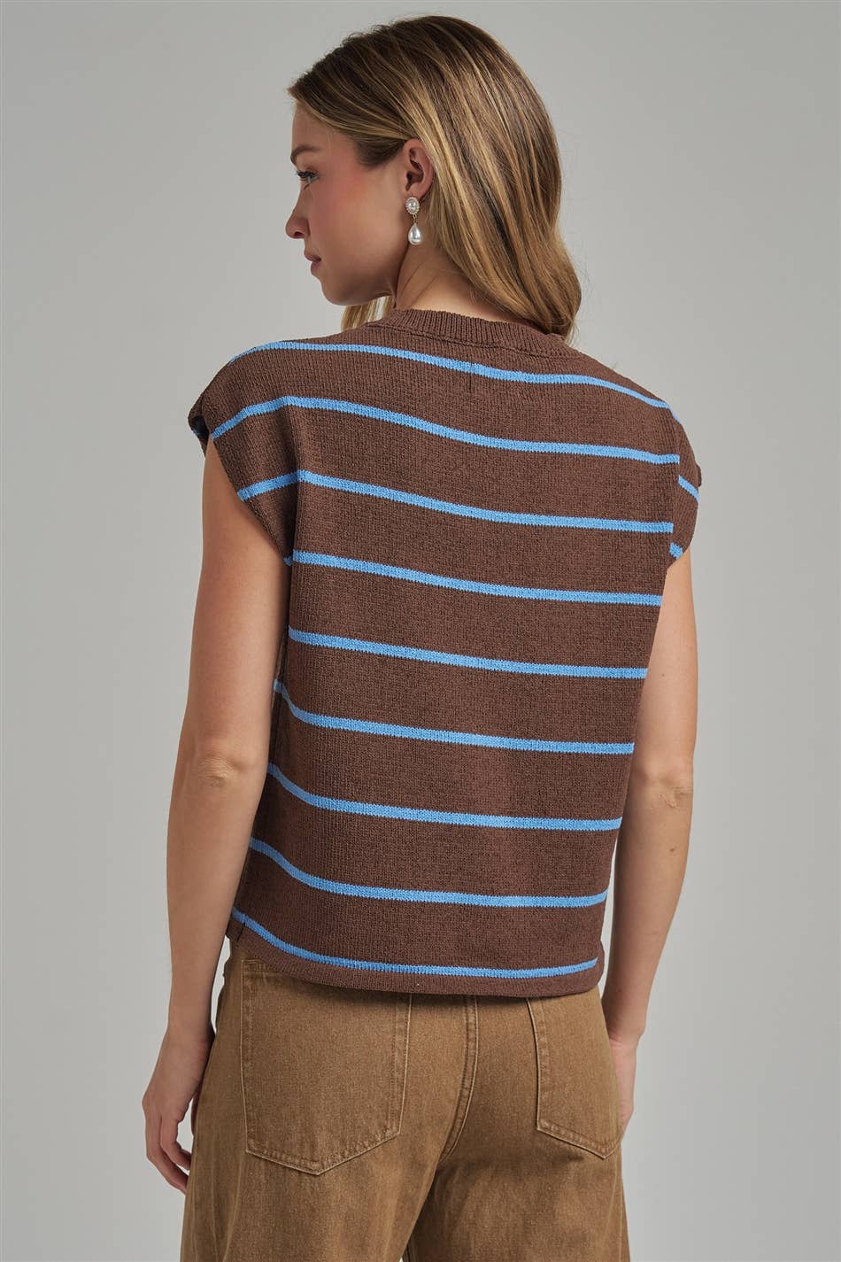 Brown/Blue Stripe Sweater Vest