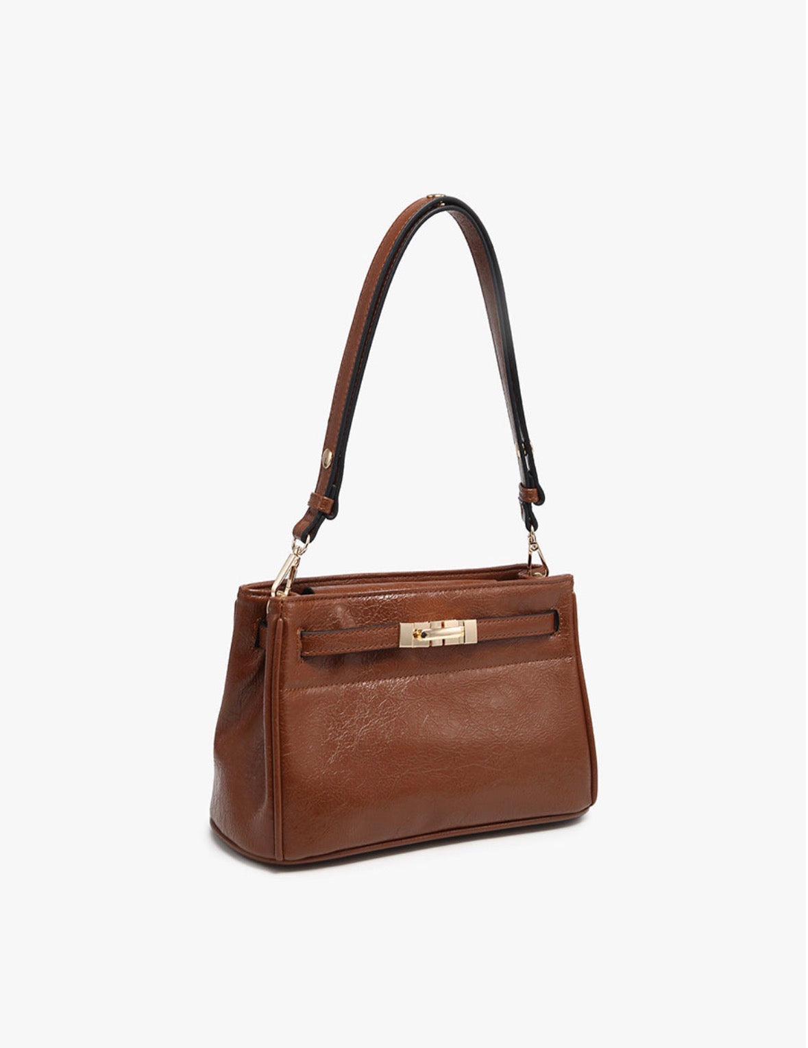Claire Twist-Lock Shoulder Bag - Brown