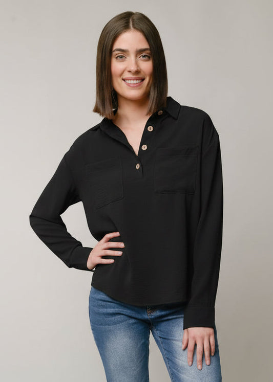 Brandi Black Button Down