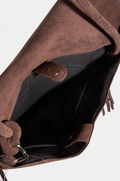 Faux Suede Fringe Bag