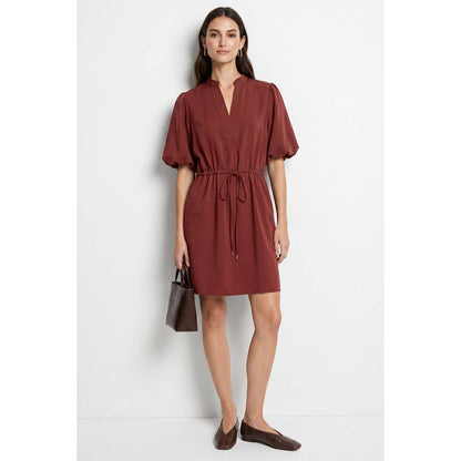 Puff Sleeve Cinched Waist Dress