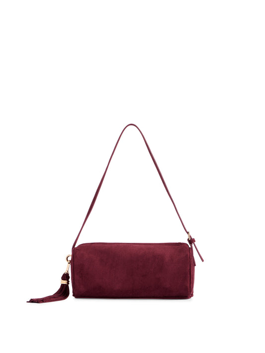 Kylie Barrel Shoulder Bag in Wine