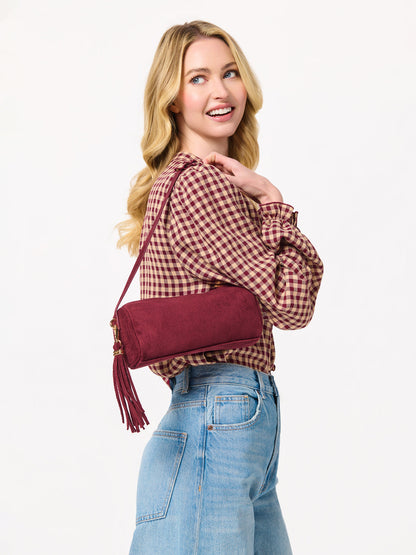 Kylie Barrel Shoulder Bag in Wine