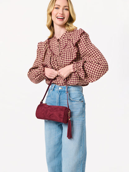 Kylie Barrel Shoulder Bag in Wine