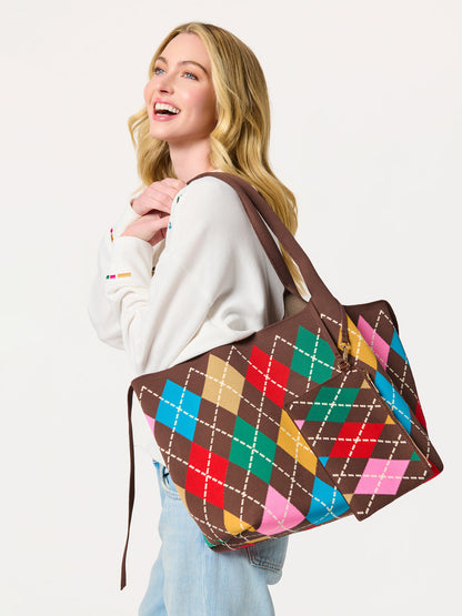Robbie Argyle Tote in Brown