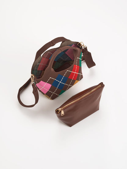Robbie Argyle Mini Tote in Brown