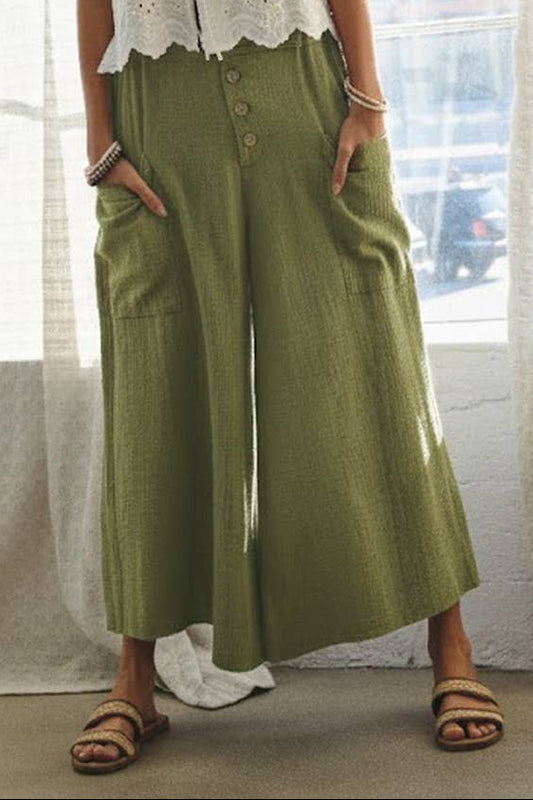 Celine Olive Gauze Washed Pants