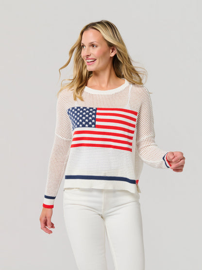 American Flag Mesh Sweater