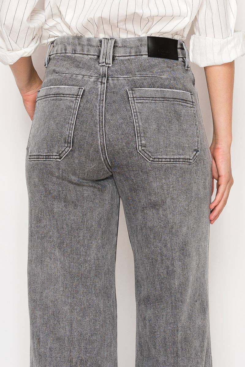 Perfect Palazzo Jeans in Acid Black