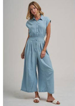 Wide Leg Denim Jumpsuit