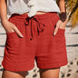 Red Drawstring Wide Leg Short