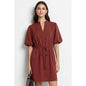 Puff Sleeve Cinched Waist Dress