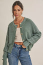 Dusty Green Waffle Knit Cardigan