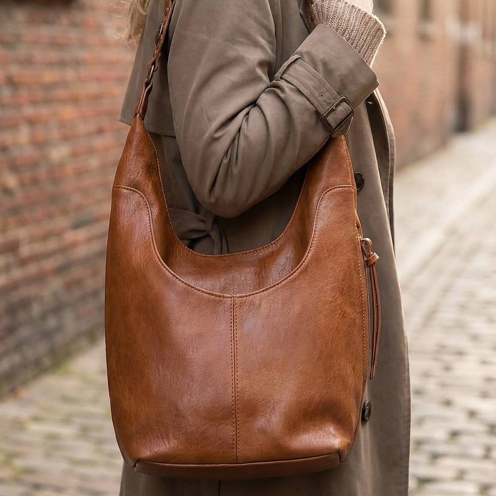 Faux Leather Hobo Bag