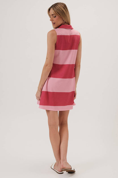 Cameron Collared V-Neck Stripe Dress