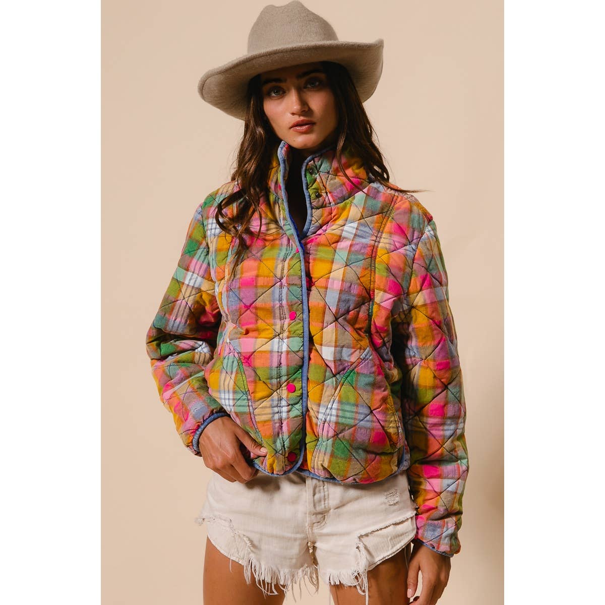 Vintage Plaid Quilted Jacket