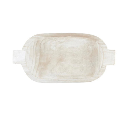 Paulownia Double Handle Tray in White