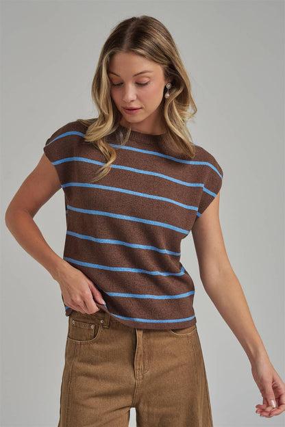 Brown/Blue Stripe Sweater Vest