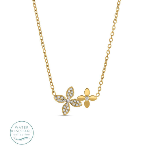 Water Resistant Double Flower Necklace