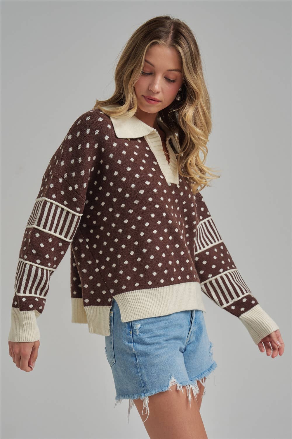 Laney Brown Polka Dot Sweater