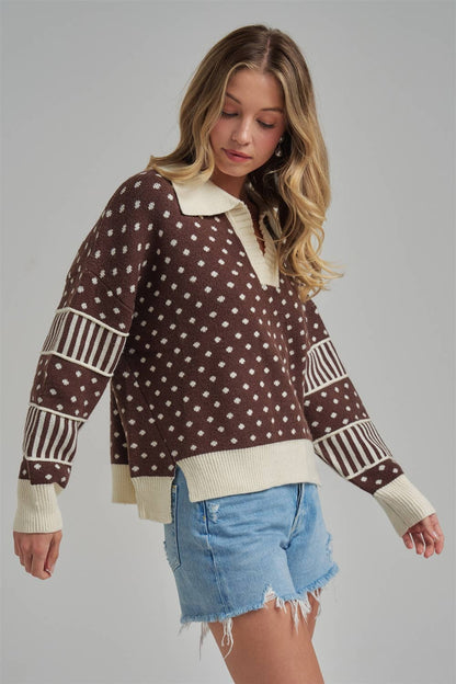 Laney Brown Polka Dot Sweater