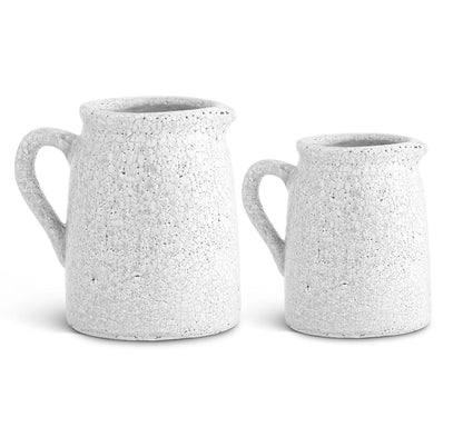 White Crackle Glazed Pitchers
