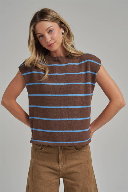 Brown/Blue Stripe Sweater Vest