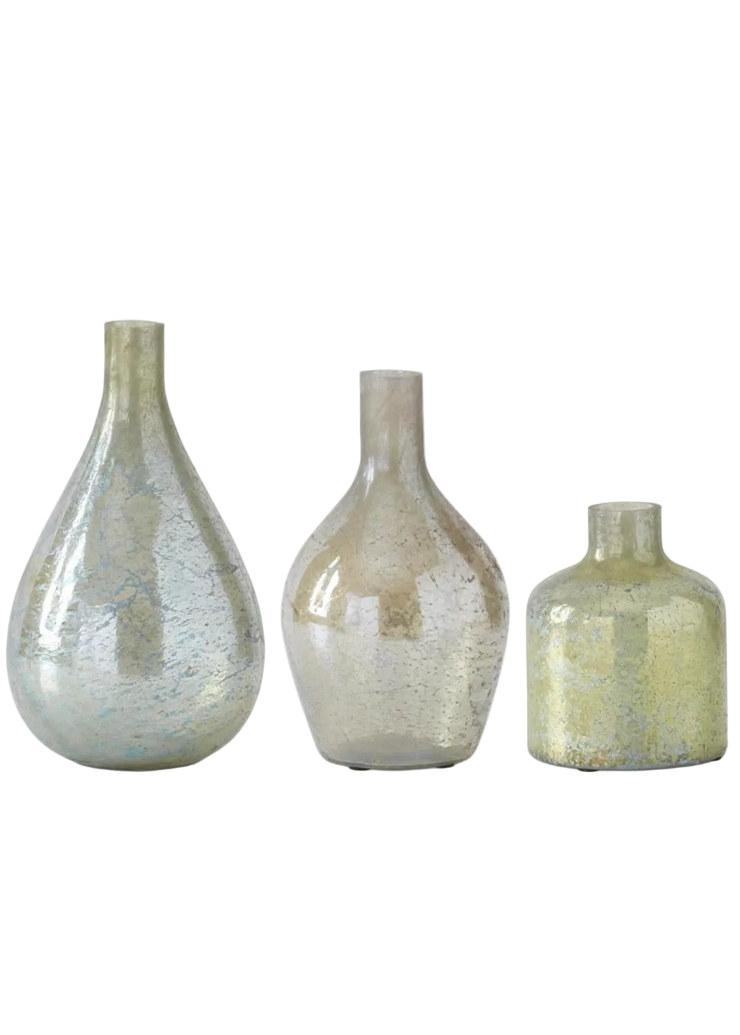 Glass Bottle Vases-Matte Lt Green