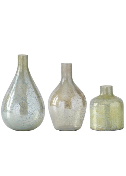 Glass Bottle Vases-Matte Lt Green