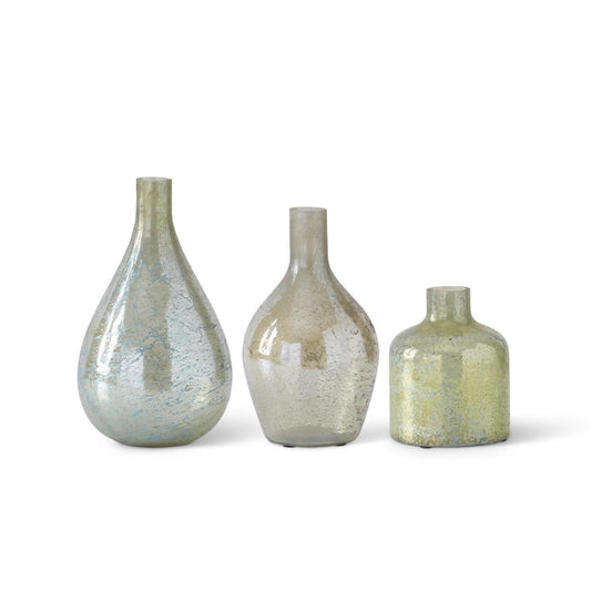 Glass Bottle Vases-Matte Lt Green