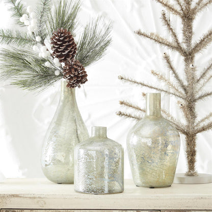 Glass Bottle Vases-Matte Lt Green