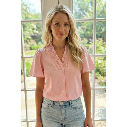 Tia Pink Pinstripe Blouse