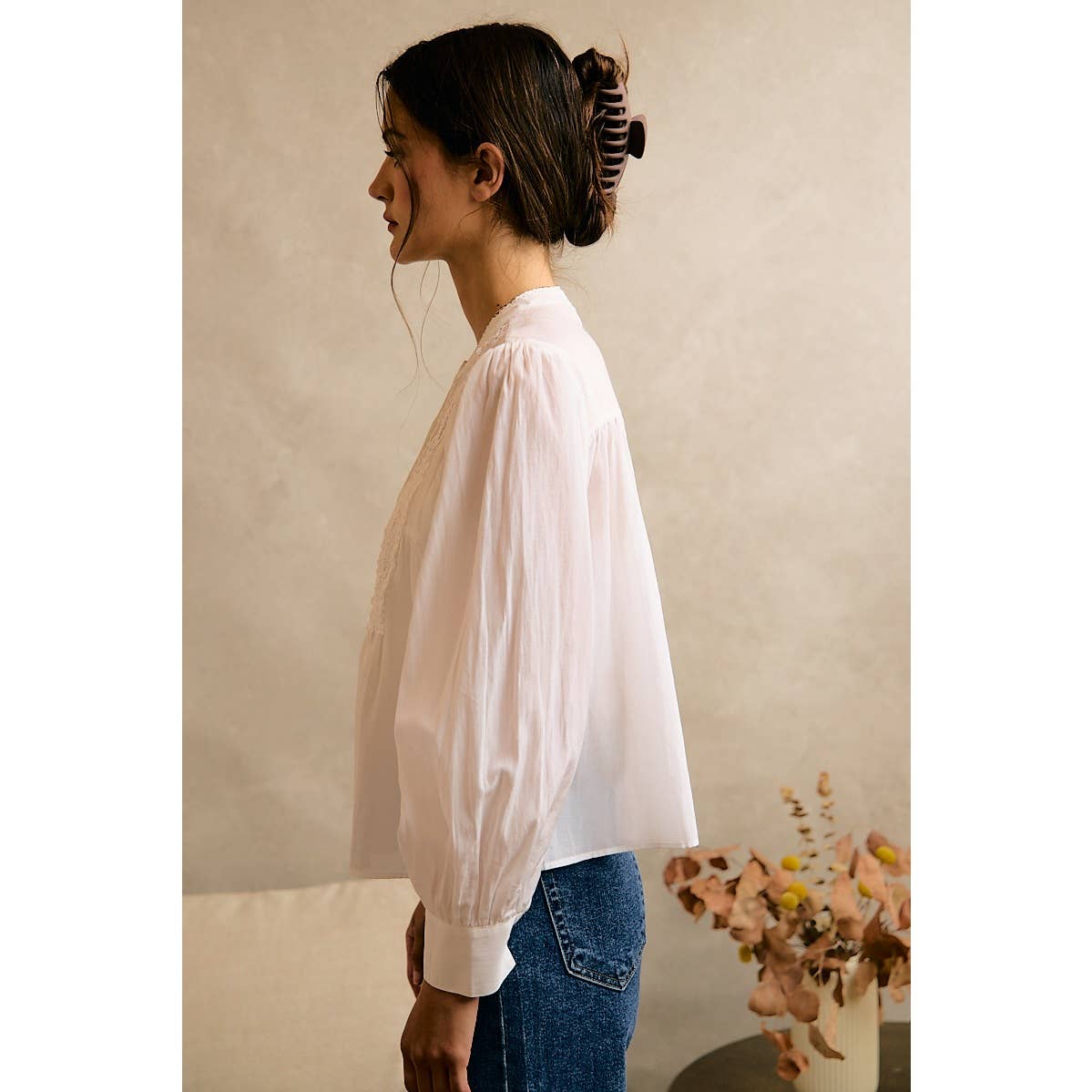 White Lace Button Up