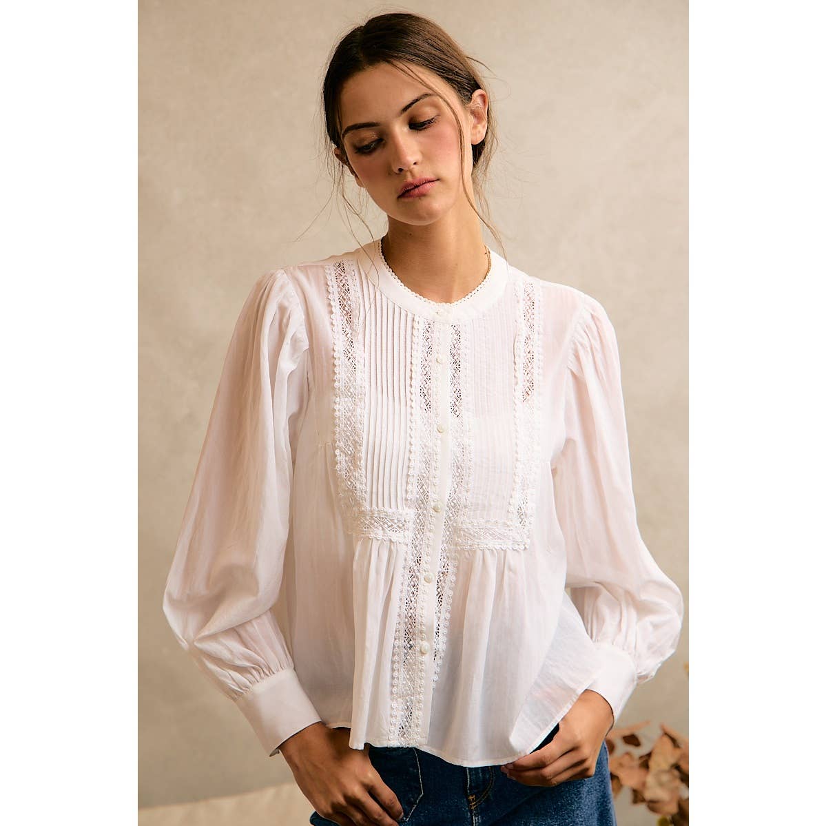 White Lace Button Up