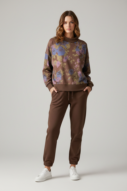Bibi Brown Floral Sweatshirt