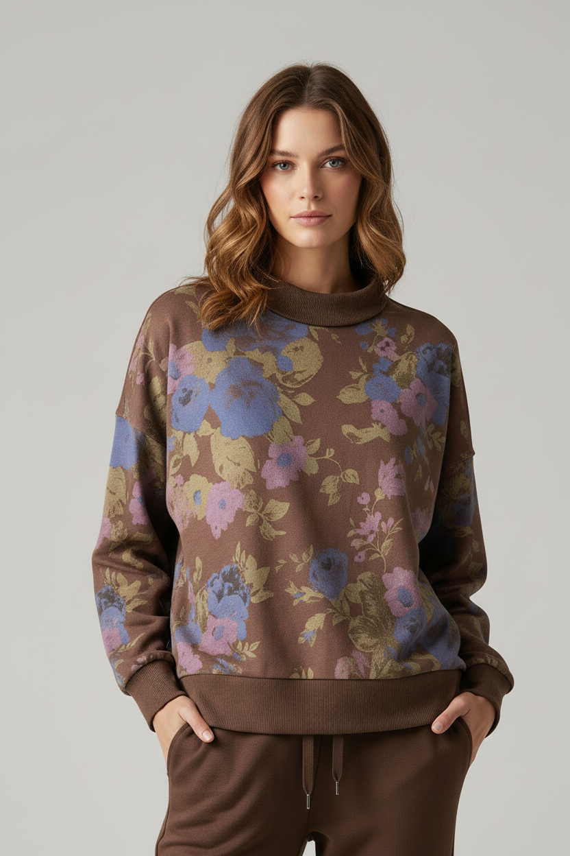 Bibi Brown Floral Sweatshirt