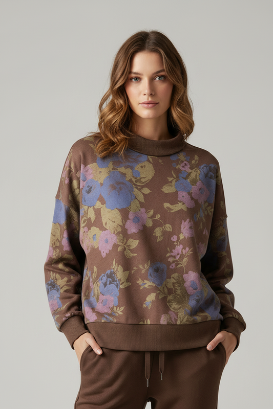 Bibi Brown Floral Sweatshirt