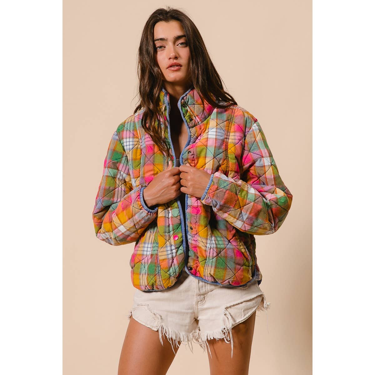 Vintage Plaid Quilted Jacket