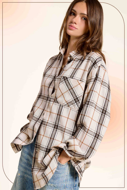 Plaid Loose Fit Button Down Shirt