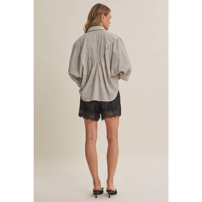 Plaid Dolman Button-Down Shirt