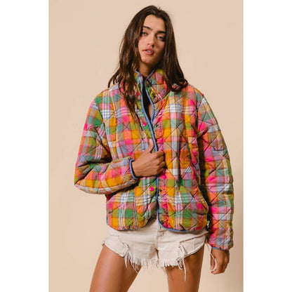 Vintage Plaid Quilted Jacket