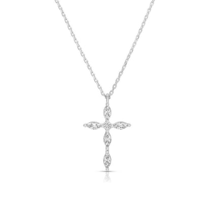 Classic Devotion: Delicate Cubic Zirconia Cross Necklace